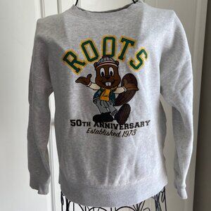 Roots Kids L (9-10) Grey Heather 50th Anniversary Beaver Sweatshirt